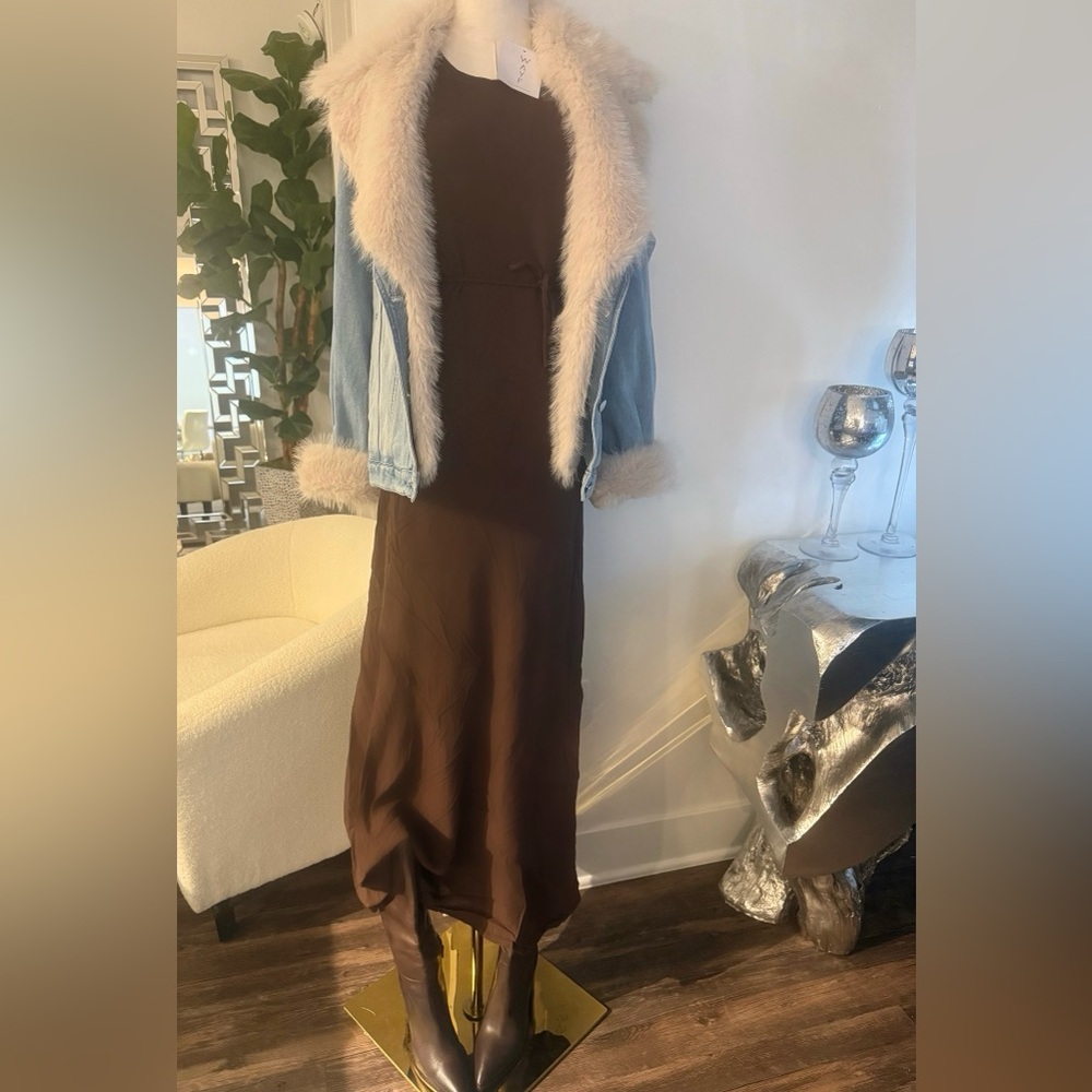 NWT WAYF Chocolate brown maxi dress